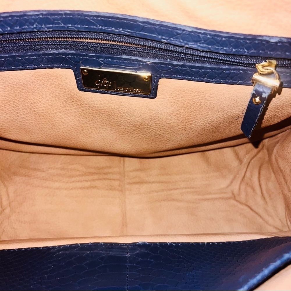 GiGi New York Navy Satchel with Gold Accents - Picture 13 of 15